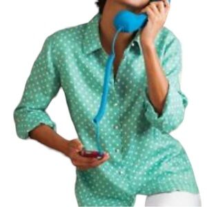 Soft Surroundings 100% Linen Button Front Long Sleeve Blouse